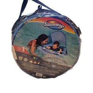 Swimways Baby Spring Float with Sun Canopy 9-24 months, Blue, Swim Step 1